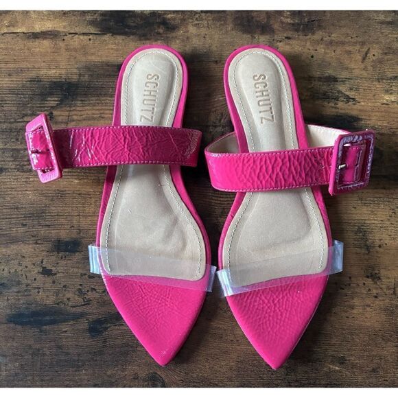Schutz Campper Patent
Leather Sandal In Hot Pink Size 6.5 New No Box - Picture 2 of 5